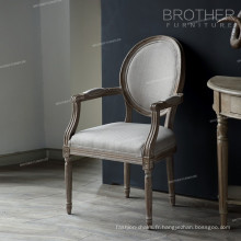 Vente chaude meubles de la maison ovale retour tissu antique style français dinant la chaise